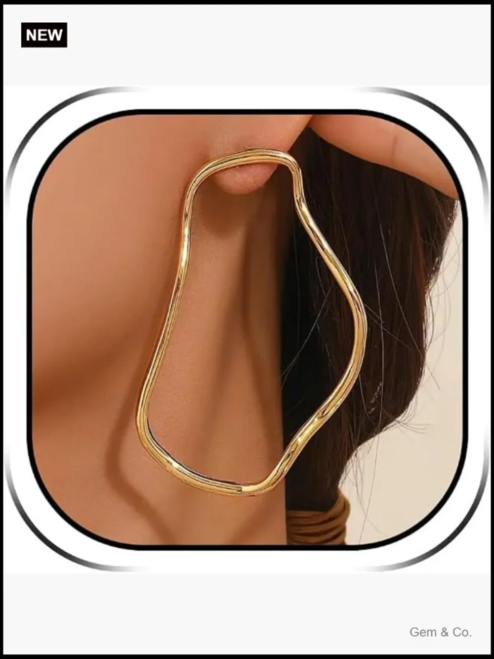 Geometric Hoop Earrings Bold Gold Chunky Irregular Statement Earrings Gold